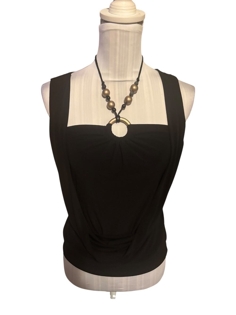 Black Blouse with Necklace detail Size S